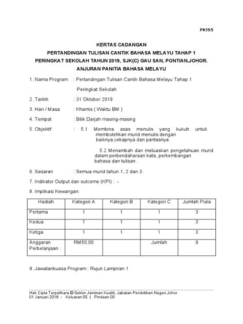 Kertas Cadangan Pertandingan Tulisan Cantik Pdf