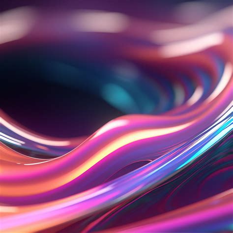 Liquid Wave D Render Holographic Iridescent Neon Curved Wav By