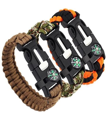 5 In 1 Outdoor Survival Bracelet Men Women Braided Paracord Multi