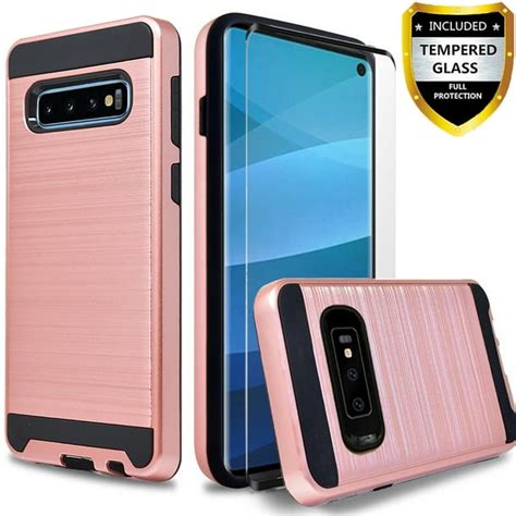 Samsung Galaxy S10 Plus Case 2 Piece Style Hybrid Shockproof Hard Case Cover With [tempered