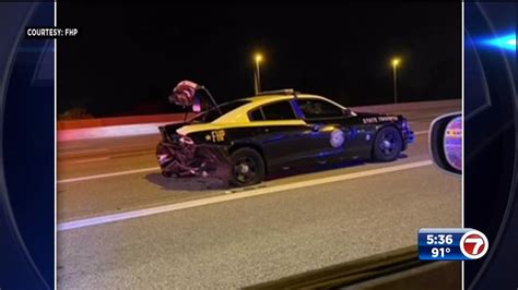 Trooper Transported To Hospital After Car Crashes Into His Cruiser