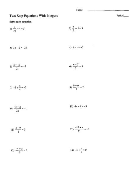 Two Step Equations Worksheet Pdf Solving Multi Step Equations Worksheet