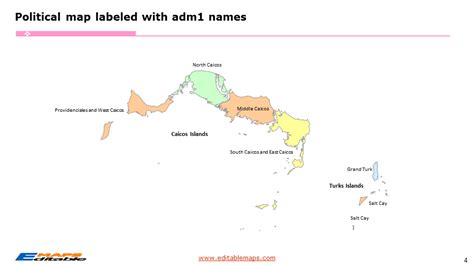 Turks And Caicos Islands Map With 5 Districts And One Island Editable Powerpoint Maps