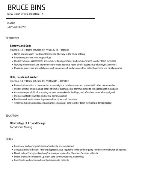 Home Infusion Rn Resume Samples Velvet Jobs