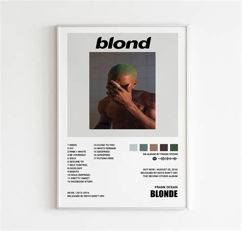 Frank Ocean Posters Blonde Poster Blonde Tracklist Album Etsy