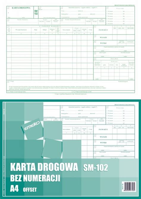 Druk Karta Drogowa Bez Numeracji Sm Samoch D Ci Arowy A