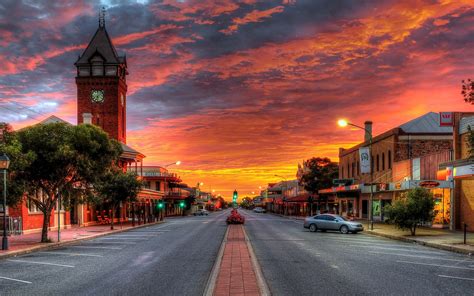 Sunset, Street, Tower, Colorful HD wallpaper | Wallpaper Flare