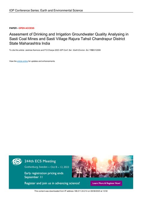 (PDF) Assesment of Drinking and Irrigation Groundwater Quality ...