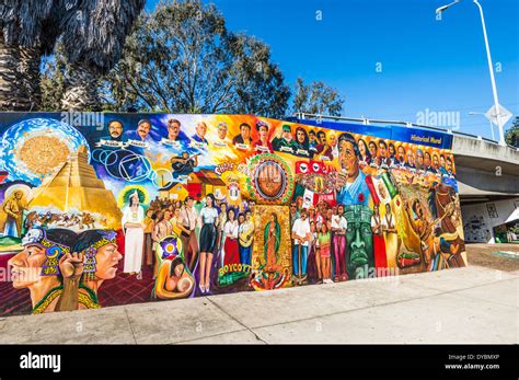 Historical Mural at Chicano Park. Barrio Logan, San Diego Stock Photo ...