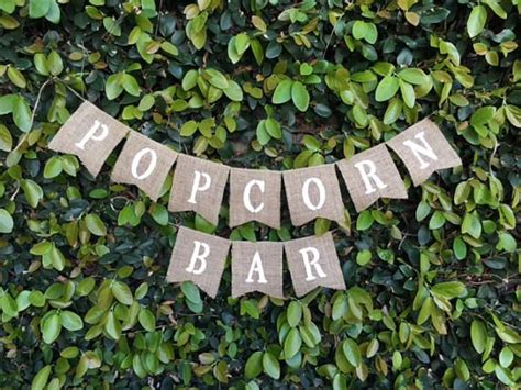 Popcorn Bar Banner Popcorn Burlap Banner Rustic Wedding Popcorn Bar