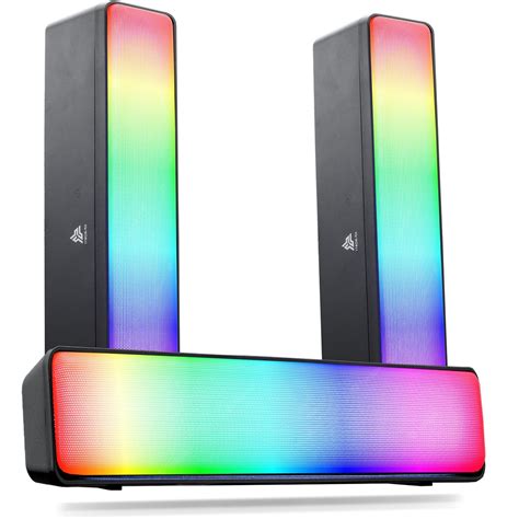 Caixa De Som Tv Speaker Soundbar Pc Gamer Led Rgb Note Computador P