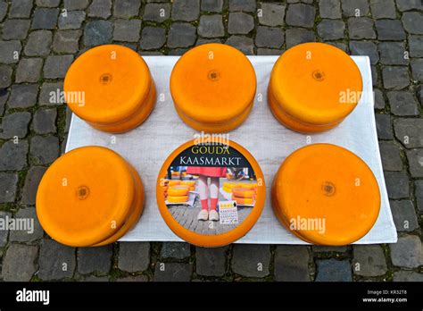 Gouda Cheese Wheels Piled Up On The Cheese Market Gouda Netherlands