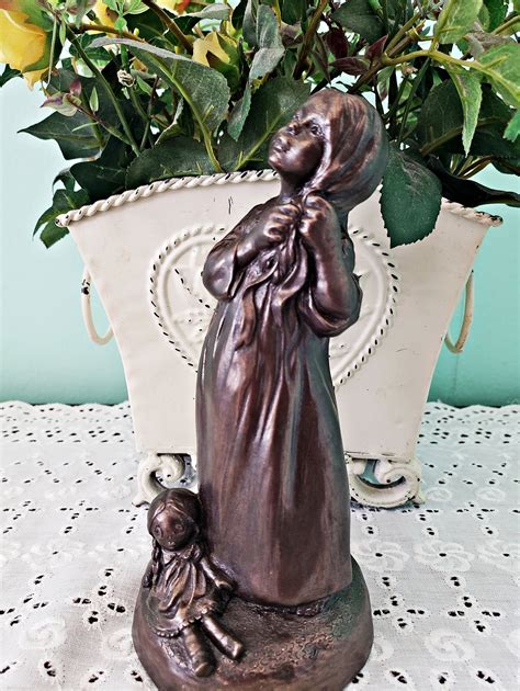 Cold Cast Bronze Heredities Figurine Menton Manor Range Girl With Doll Sculpture Menton Manor