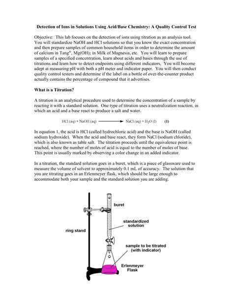 Standardizing A Sodium Hydroxide Naoh Solution