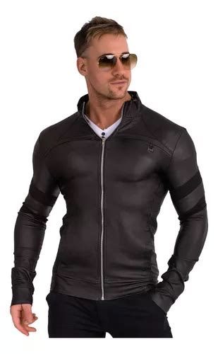 Campera Entallada Elastizada Engomada Ecocuero Slim Fit