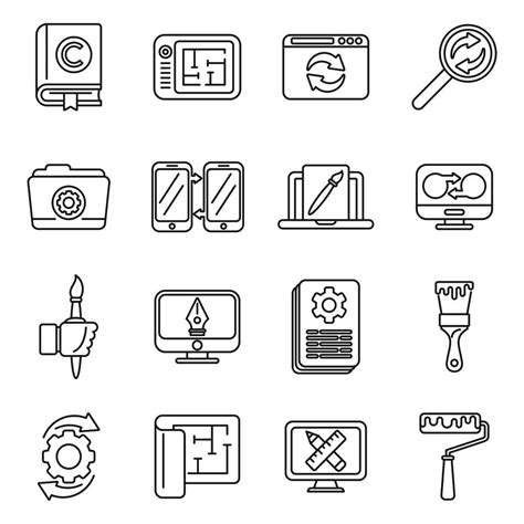 Redesign Icons Set Outline Vector Artist Brief 8821488 Vector Art At