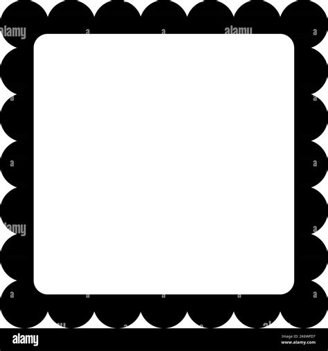 Square Scalloped Frame Scalloped Edge Rectangle Shape Simple Label