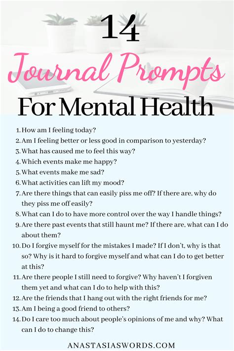 Mental Health Printable Journal Prompts