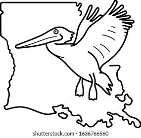 Brown Pelican Symbol Louisiana State Vector Stock Vector (Royalty Free ...