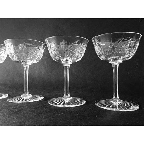 Vintage Floral Etched Crystal Sherry Glasses Set Of 4 Chairish