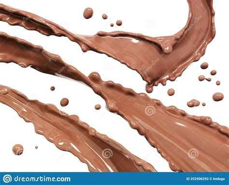 Chocolate Wave Or Flow Splash Pouring Hot Melted Milk Chocolate Sauce Or Syrup Cocoa Drink Or