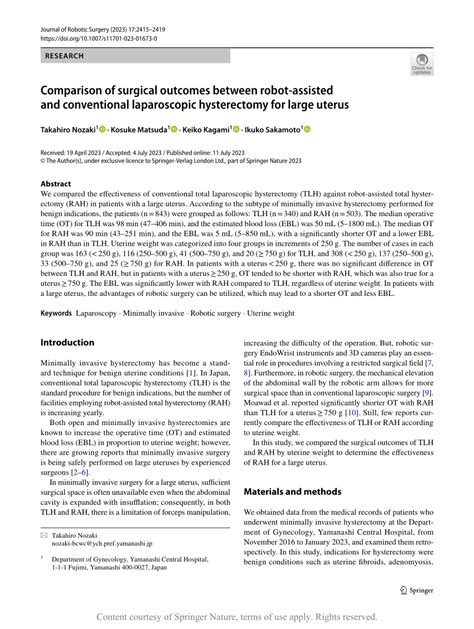 Comparison Of Surgical Outcomes Between Robot Assisted And Conventional