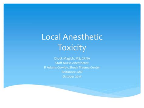 Ppt Local Anesthetic Toxicity Powerpoint Presentation Free Download Id 2143870