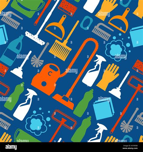 Housekeeping Lifestyle Seamless Pattern With Cleaning Icons Background