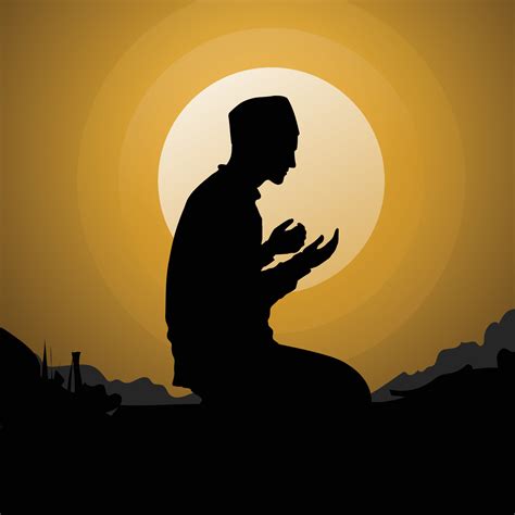 Silhouette Of Muslim Man Praying Vector Art At Vecteezy