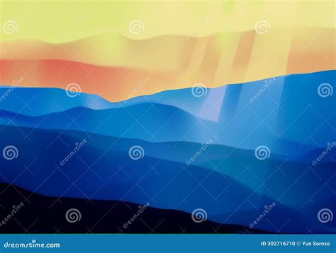 Beautiful Yellow Sunrise On Blue Hill Vector Illustration For Any