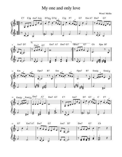 My One And Only Love Sheet Music For Piano Solo