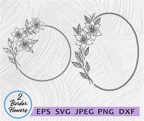 Flower Border SVG, Flower Frame SVG, File Cricut Botanical Border Cut ...