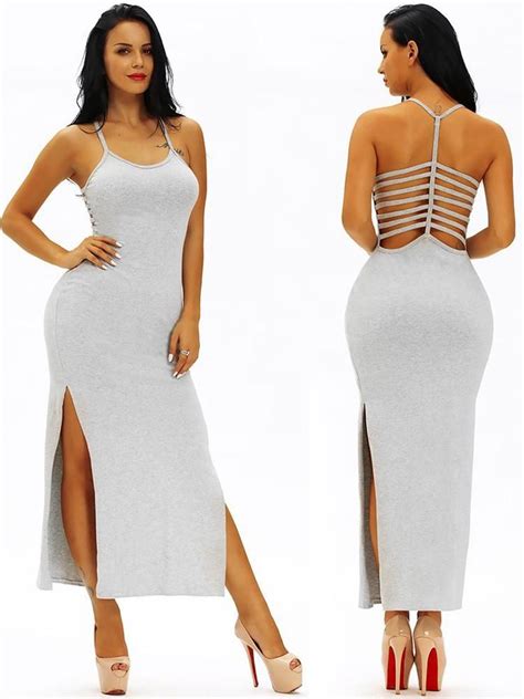 Side Split Backless Bodycon Maxi Dress White Formal Dress Formal Dresses Immanuel Bodycon