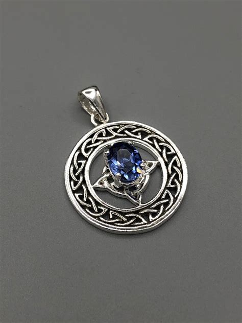 Celtic Knot Gemstone Necklace In Sterling Silver With Chain Etsy