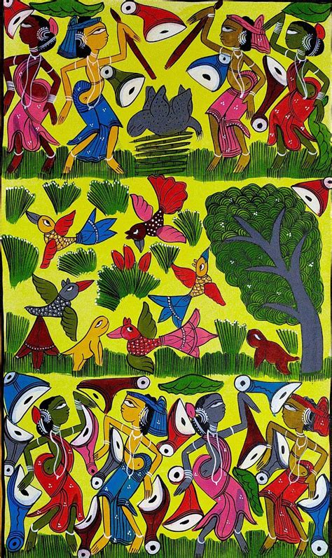 Buy Festivities in Santhal Tribe Handmade Painting by DELAWARE VALLEY ...