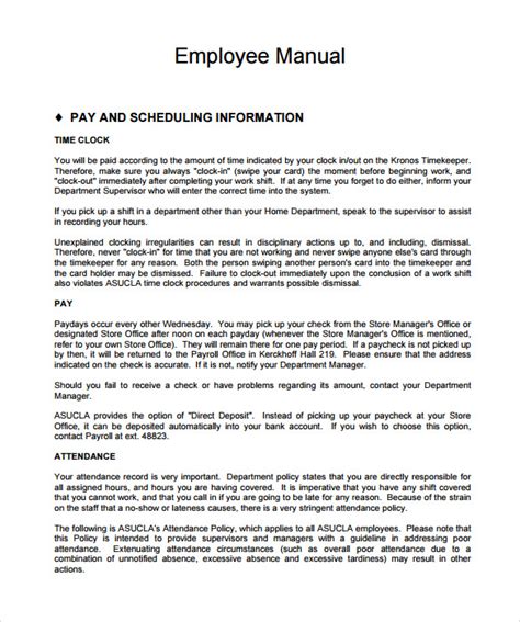 Employee Manual Sample Master Of Template Document 72500 Hot Sex Picture