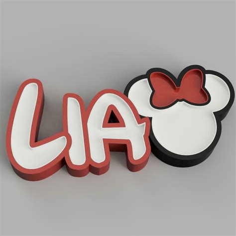 Archivo 3D LIA CON NOMBRE MINNIE Fuente Disney LÁMPARA LED CON