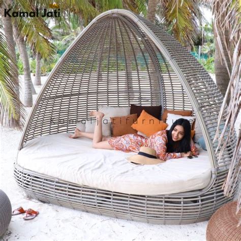 Jual Daybed Rotan Sintetis Sofa Outdoor Daybed Pantai Daybed Taman