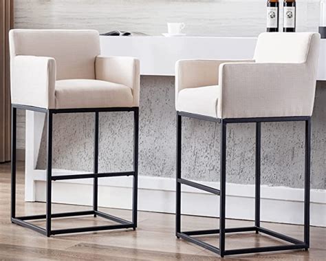 Amazon Hny Modern Counter Height Bar Stools Set Of Linen Fabric