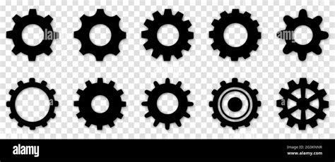 Set Of Gear Wheel Icon Cogwheel Vector Isolated Transparent