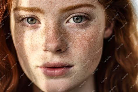 Premium Photo Closeup Portrait Of Redheaded Girl With Freckles