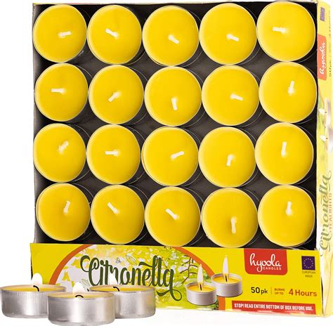 Hyoola Tealight Citronella Candles Anti Mosquito Candle 4 Hour Burn 50 Pack