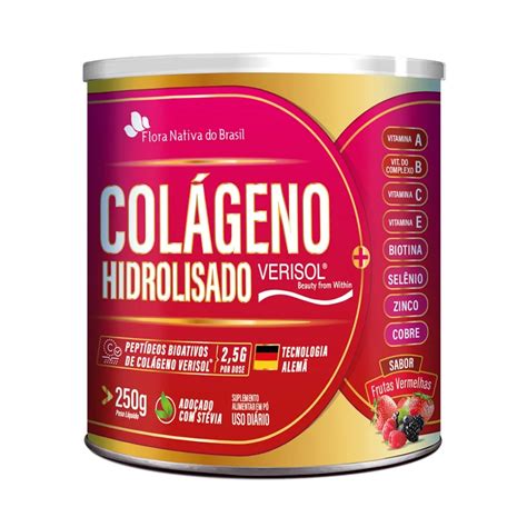 DISTRINAT COLAGENO VERISOL EM PO FRUTAS VERMELHAS 250 G FLORA NATIVA