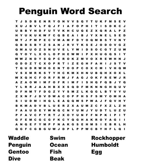 Free Printable Penguin Word Search Word Search Maker