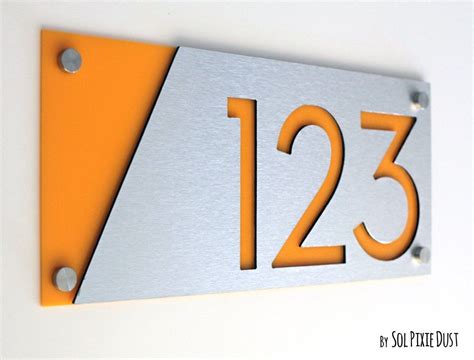 Modern House Numbers Alucobond With Yellow Acrylic Contemporary Home