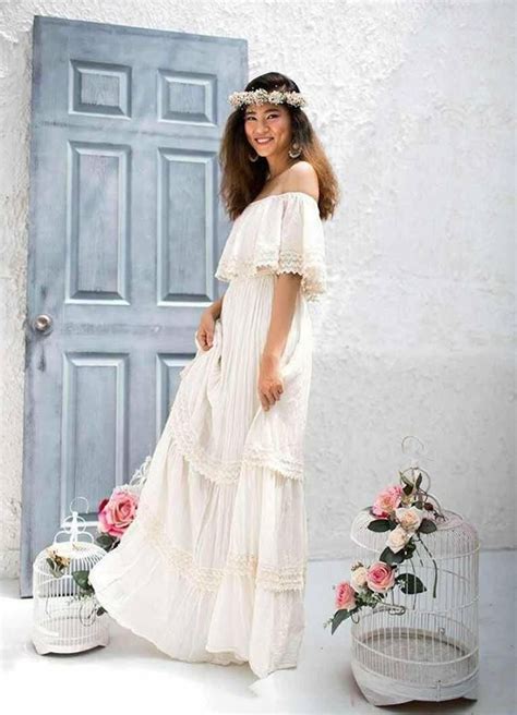 Mexicanspanish Style Off White Romantic Boho Maxi Dress Etsy Summer Maxi Dress Boho Boho