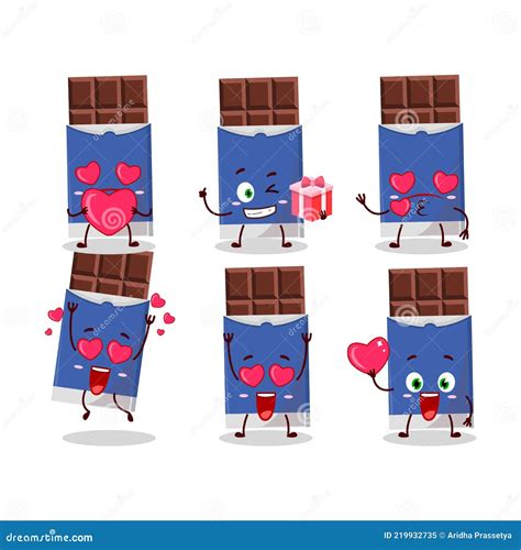 Chocolate Bar Cartoon Character With Love Cute Emoticon Stock Vector