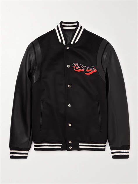 Balmain Logo Appliquéd Virgin Wool And Leather Varsity Jacket For Men