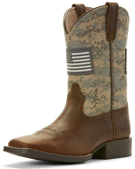 Ariat Kids Youth Patriot American Flag Western Boots Wide Square Toe