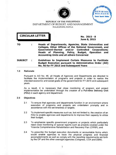Circular Letter No 2015 8 Pdf Economies Philippines